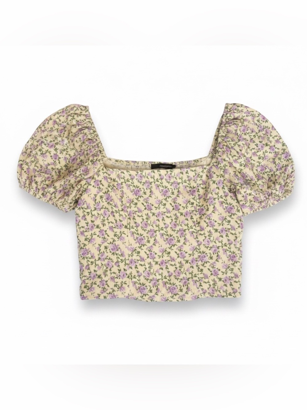 Forever 21 Floral Puff Sleeve Crop Top XS Cottagecore